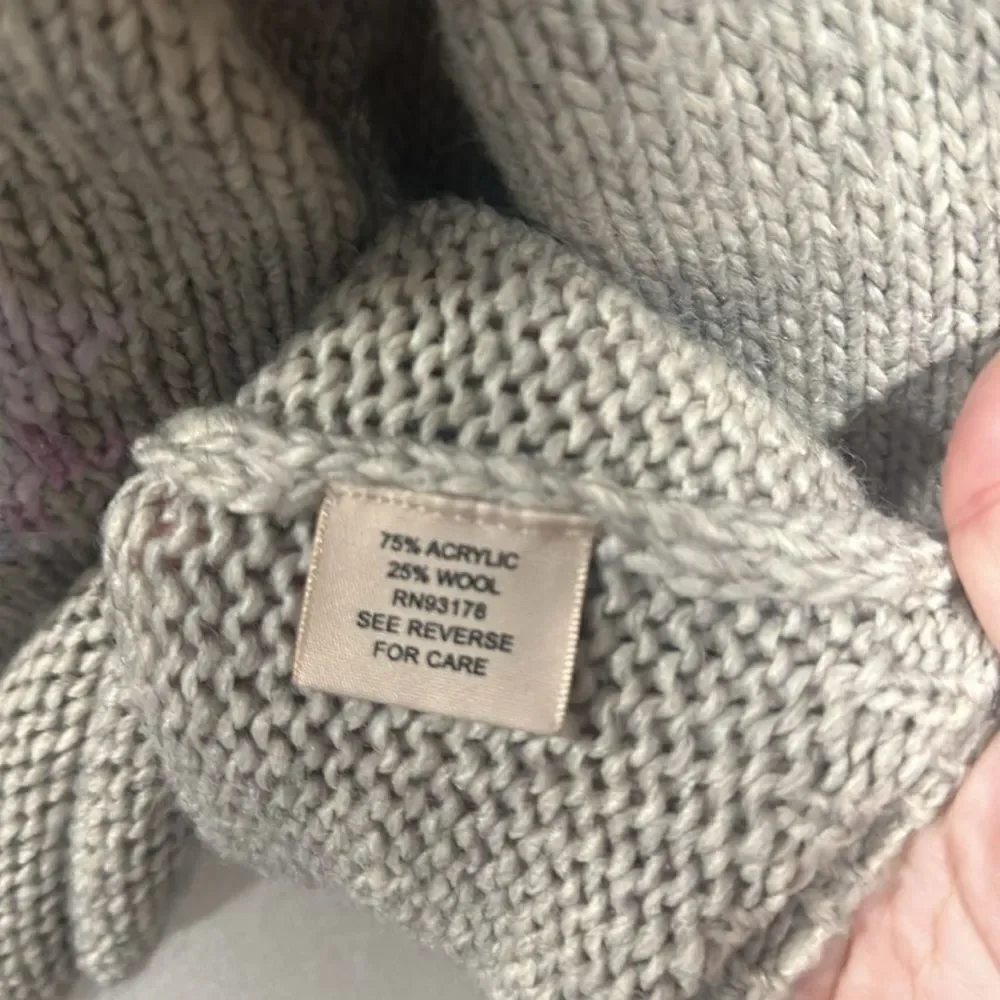 Philosophy Gray Wool Blend Crewneck Floral Sweater M - Picture 5 of 5